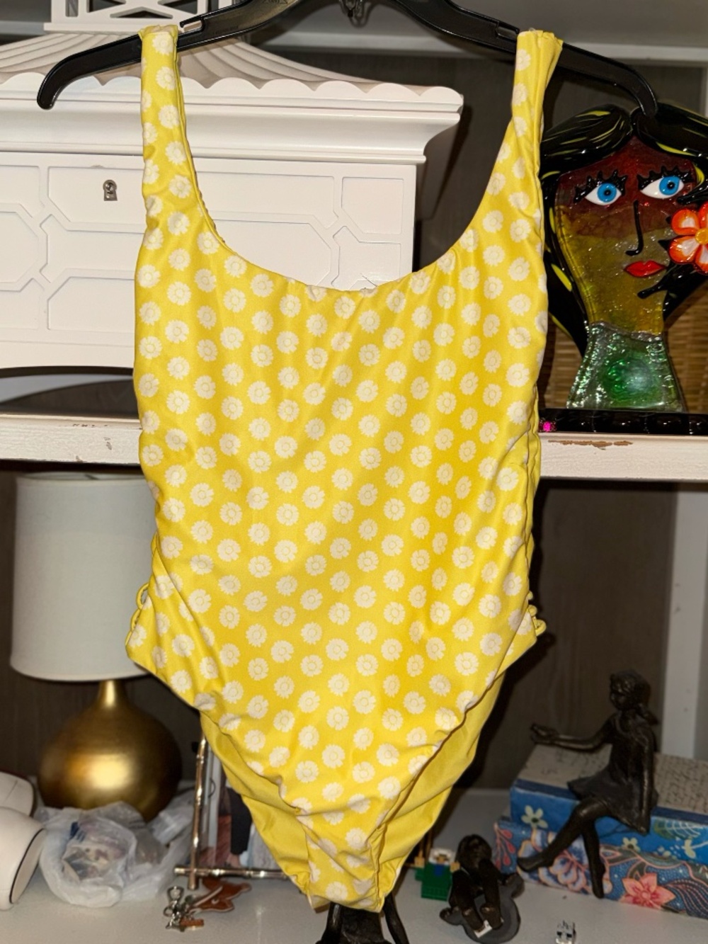 Watercolors by Kenny Flowers Medium M one piece swimsuit yellow flowers